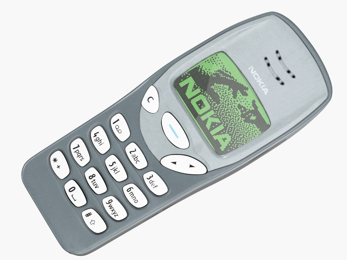 Nokia 3210 Mobiltelefon in Grau mit grünem Display